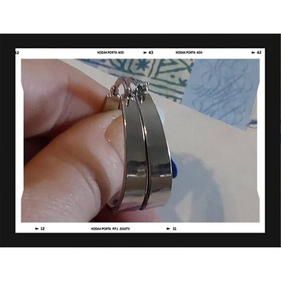 Gorgeous Oval Aurora Borealis Swarovski Crystal Inside Out Hoop Earrings - Picture 6 of 6